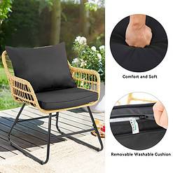 YITAHOME 4-Piece Patio Furniture Wicker Outdoor Bistro Set, All-Weather Rattan Conversation Loveseat Chairs, Balcony and Deck (Light Brown+Black)