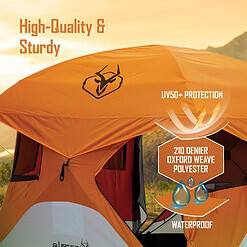 Gazelle Tents T4 Hub Tent, UV Resistant, Removable Floor, 4-Person, Orange, 78