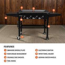 Blackstone 36” Griddle Cooking Station | 4 Burner Flat Top Grill | Propane Fueled