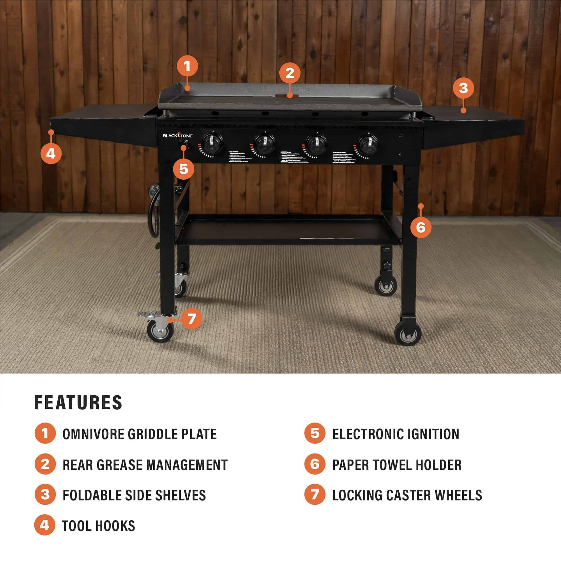 Blackstone 36” Griddle Cooking Station | 4 Burner Flat Top Grill | Propane Fueled