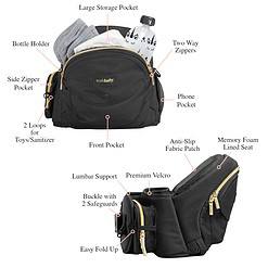 Tushbaby - Safety-Certified Hip Seat Baby Carrier - Mom’s Choice Award Winner, Seen on Shark Tank (Carrier, Black/Gold)