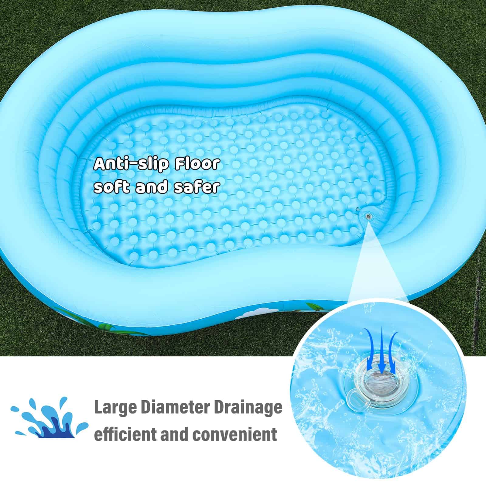 JOSEN Inflatable Pool: Kiddie Fun for All Ages! (94"x59"x22") | Safe, Durable & Easy to Set Up