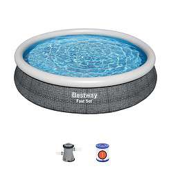 Bestway Fast Set 12’ x 30” Inflatable Round Soft Sided Above Ground Pool Set