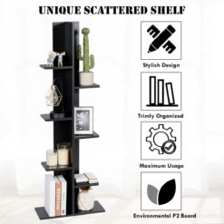 Costway HW57374BK 7-Tier Black Bookshelf Bookcase Plant Display Shelf Rack Storage Holder Wooden