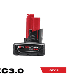 Milwaukee 48-11-2412 M12 12-Volt Lithium-Ion XC Extended Capacity 3.0 Ah Battery Pack (2-Pack)
