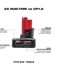 Milwaukee 48-11-2412 M12 12-Volt Lithium-Ion XC Extended Capacity 3.0 Ah Battery Pack (2-Pack)