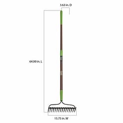 Ames 28252100 57.5 in. Fiberglass Handle 16-Tine Double Play Bow Rake