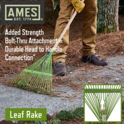 Ames 2915600 54 in. Wood Handle 22-Tine Steel Leaf Rake