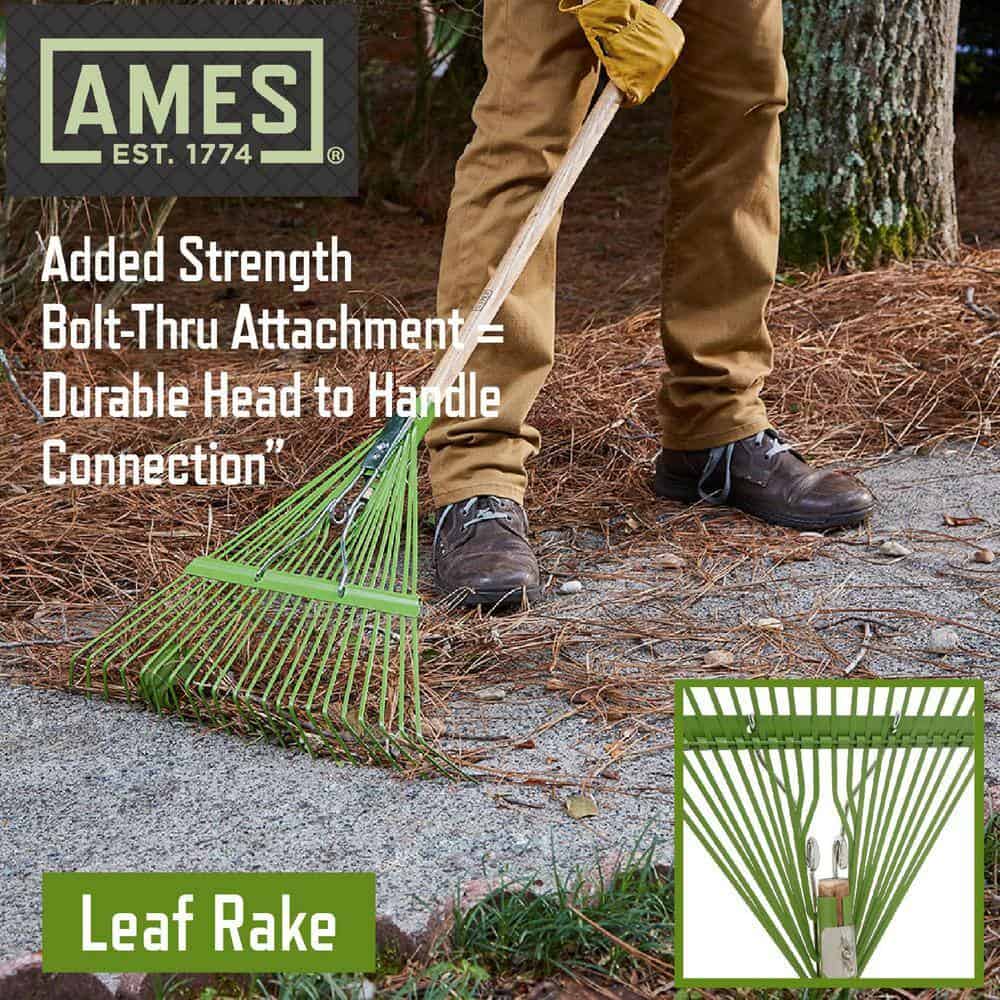 Ames 2915600 54 in. Wood Handle 22-Tine Steel Leaf Rake