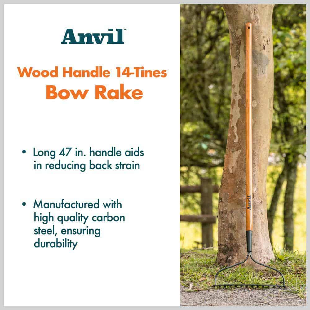 Anvil 78115-941 5-Piece 14-Tines Bow Rake Garden Tool Set