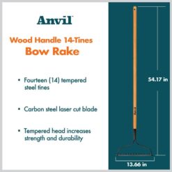 Anvil 78115-941 5-Piece 14-Tines Bow Rake Garden Tool Set