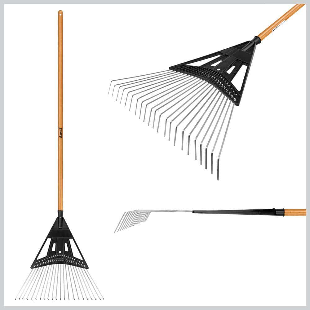 Anvil 5-Piece 47 in. L Wood Handle 20 in. Poly Steel Leaf Rake Garden Tool Set