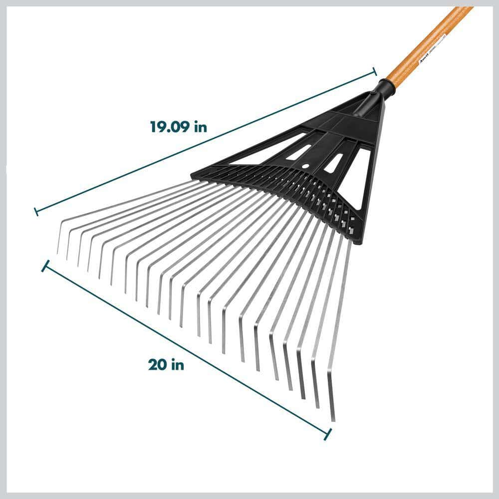 Anvil 5-Piece 47 in. L Wood Handle 20 in. Poly Steel Leaf Rake Garden Tool Set
