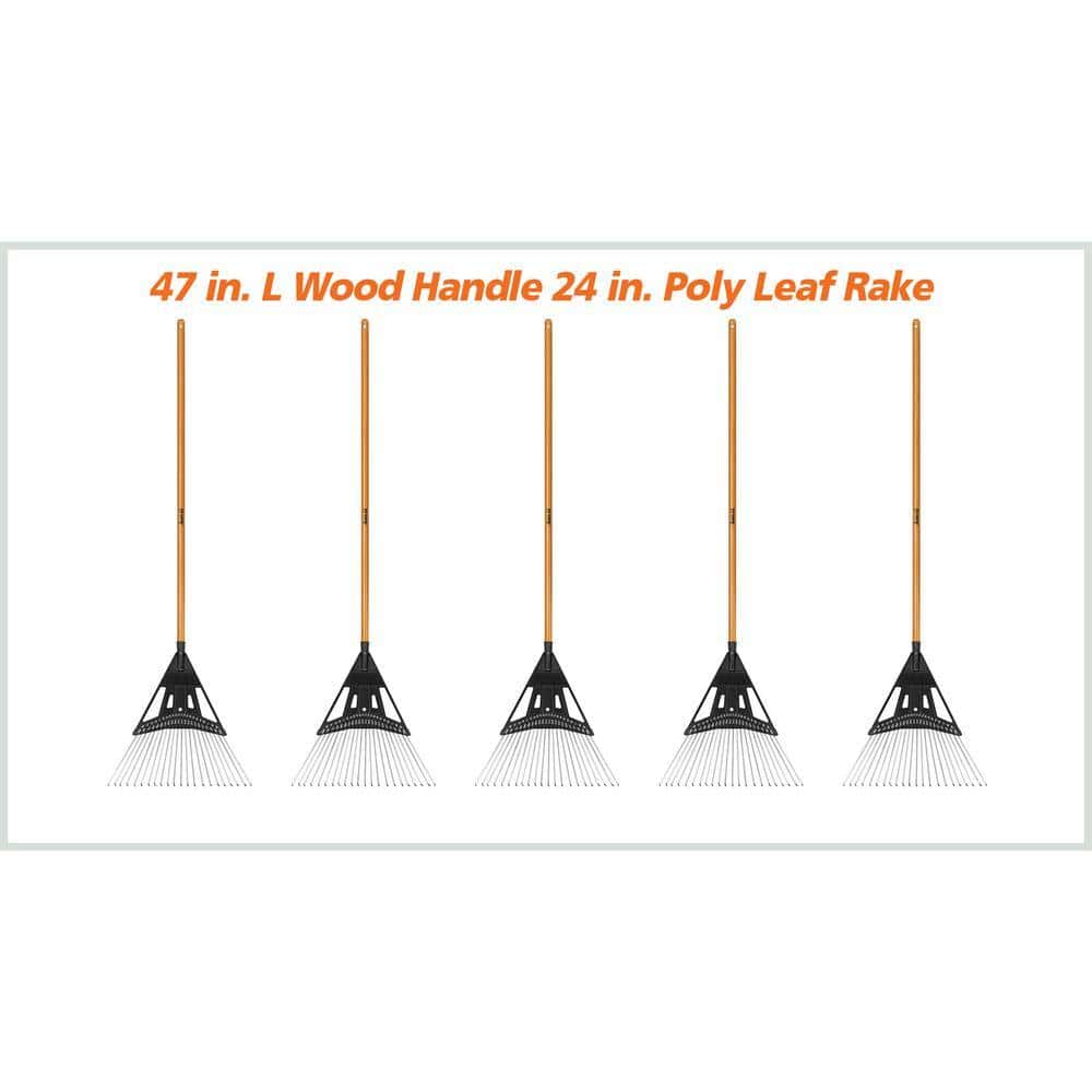 Anvil 5-Piece 47 in. L Wood Handle 20 in. Poly Steel Leaf Rake Garden Tool Set