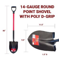Bully Tools 62510 35.5 in. Fiberglass D-Grip Handle 14-Gauge Steel Round Point Shovel