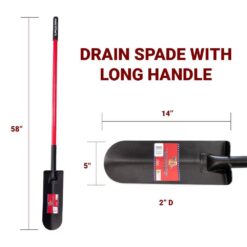 Bully Tools 82530 12-Gauge 14 in. Drain Spade with Fiberglass Long Handle