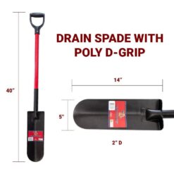 Bully Tools 82535 12-Gauge 14 in. Drain Spade with Fiberglass D-Grip Handle