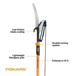 Fiskars 393951-1007 1 in. Cut Capacity Steel Blade Fiberglass Handled 12 ft. Tree Pruner
