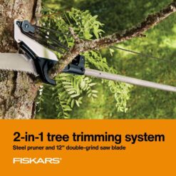 Fiskars 393951-1007 1 in. Cut Capacity Steel Blade Fiberglass Handled 12 ft. Tree Pruner