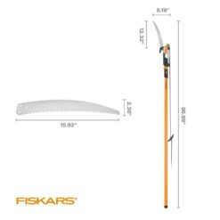 Fiskars 393981-1002 PowerLever 1-1/8 in. Cut Capacity Steel Saw Blade 15 in. Fiberglass Pole 14 ft. Tree Pruner