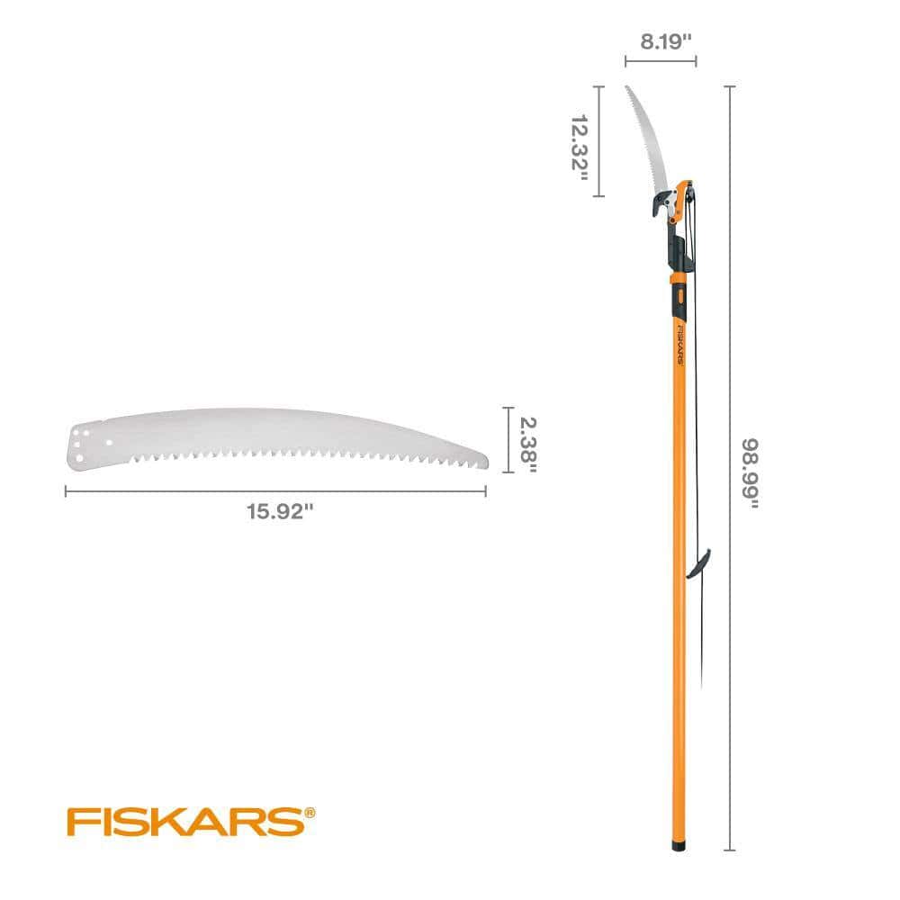 Fiskars 393981-1002 PowerLever 1-1/8 in. Cut Capacity Steel Saw Blade 15 in. Fiberglass Pole 14 ft. Tree Pruner