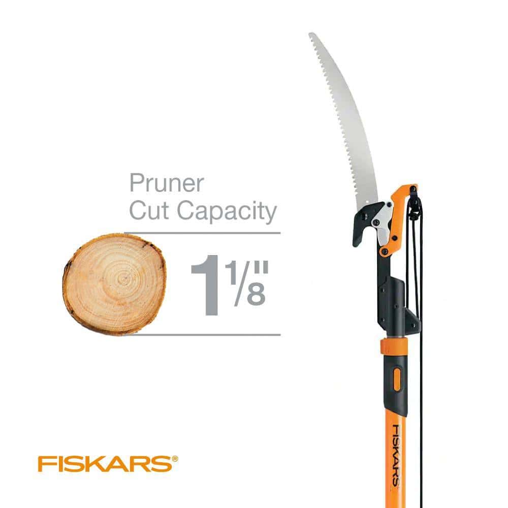 Fiskars 393981-1002 PowerLever 1-1/8 in. Cut Capacity Steel Saw Blade 15 in. Fiberglass Pole 14 ft. Tree Pruner