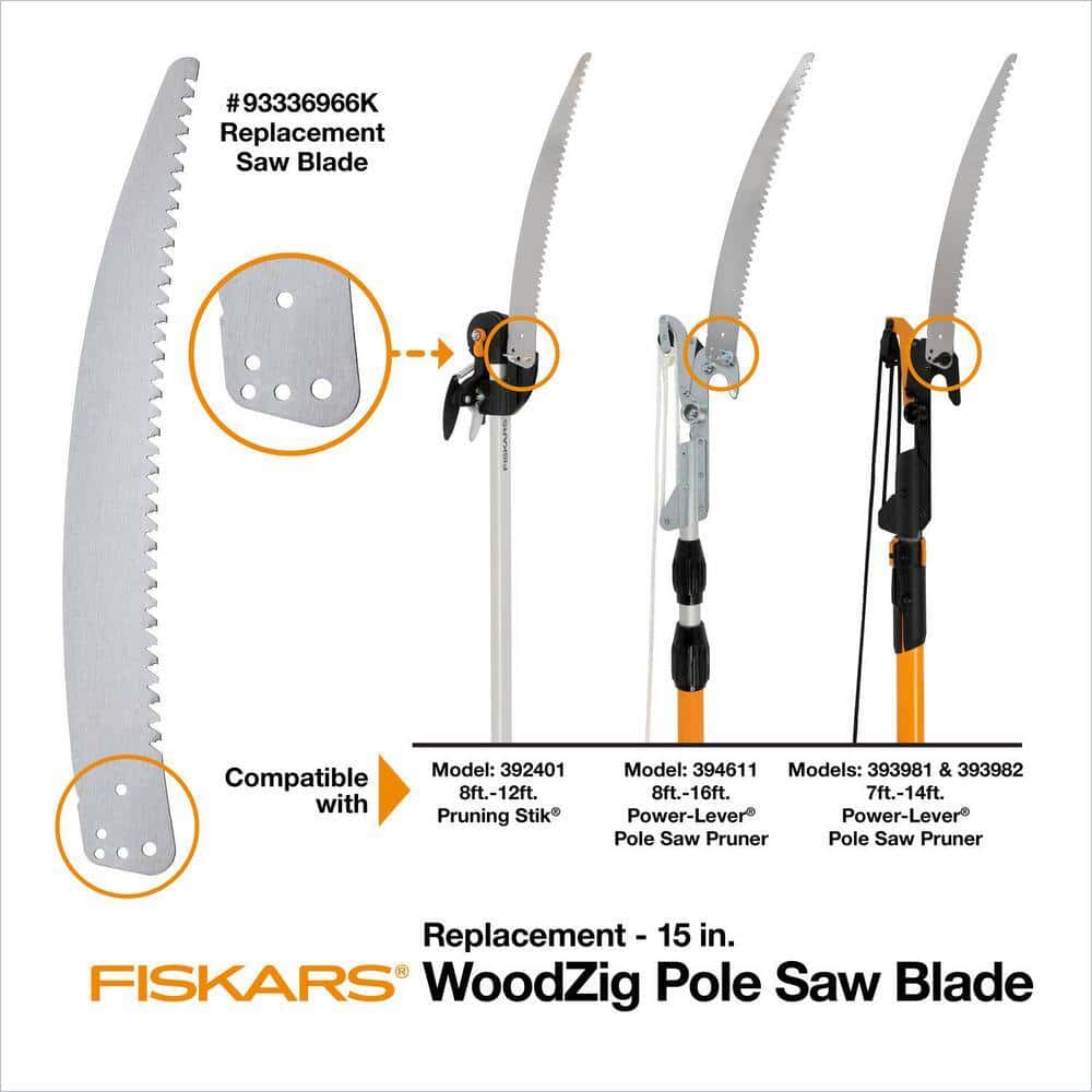 Fiskars 393981-1002 PowerLever 1-1/8 in. Cut Capacity Steel Saw Blade 15 in. Fiberglass Pole 14 ft. Tree Pruner