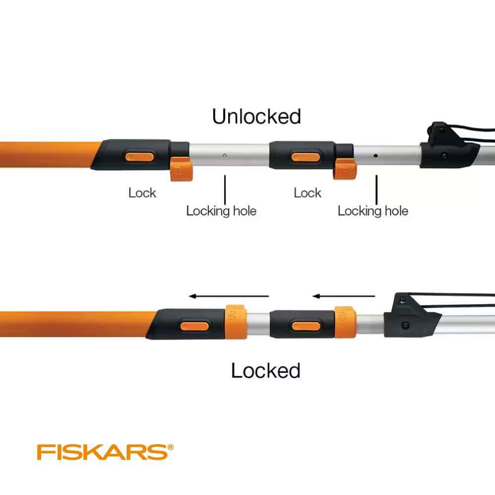 Fiskars 394732-1003 1.25 in. Cut Capacity Steel Titanium Coated Cutting Blade 15 in. Fiberglass/Alum Pole Chain Drive 16 ft. Tree Pruner