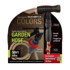 Flexzilla HFZC550BRS 5/8 in. x 50 ft. 3/4-11.5 GHT Fittings Colors Garden Hose with SwivelGrip Connections in Brown Mulch