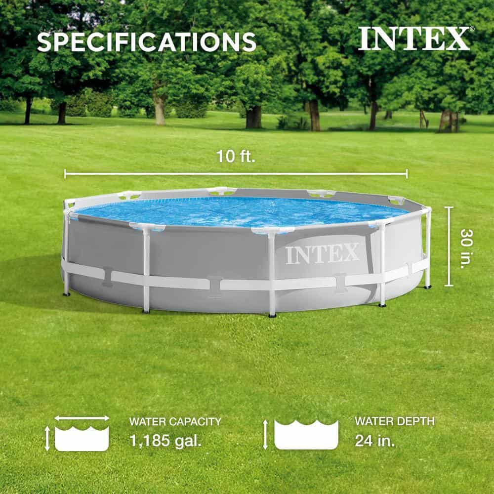 Intex 26700EH 10 ft. x 30 in. Prism Frame Steel Above Ground Outdoor Swimming Pool