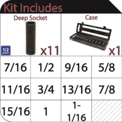 Husky H2DDIMP11PCS 1/2 in. Drive SAE 6-Point Impact Socket Set with Storage Case (11-Piece)