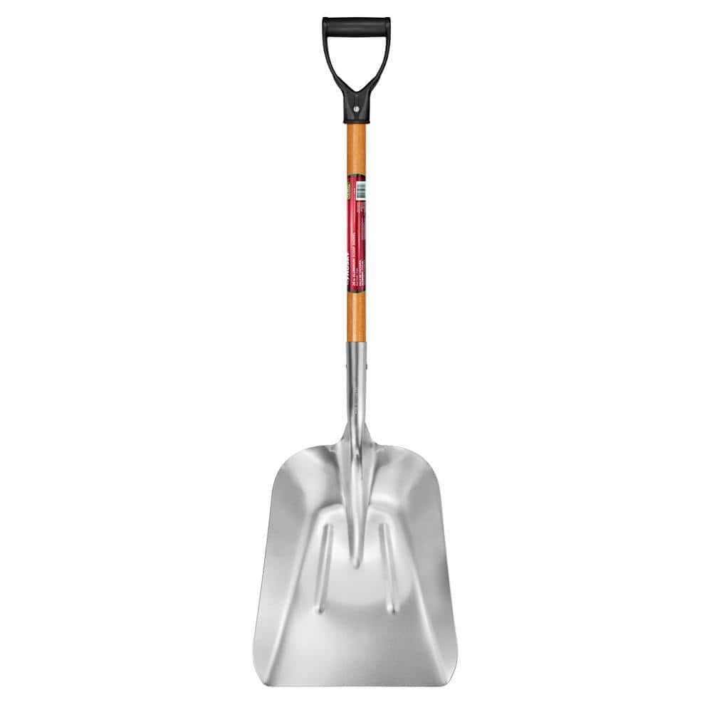 Husky 77531-947 28 in. D-Grip Short Wood Handle Aluminum Scoop Shovel
