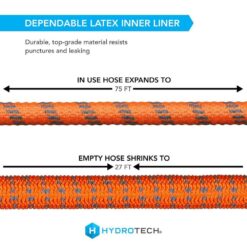 Hydrotech 5593C3 ProSeries Expandable 3/4 in. Diameter x 75 ft. Burst Proof Garden Water Hose