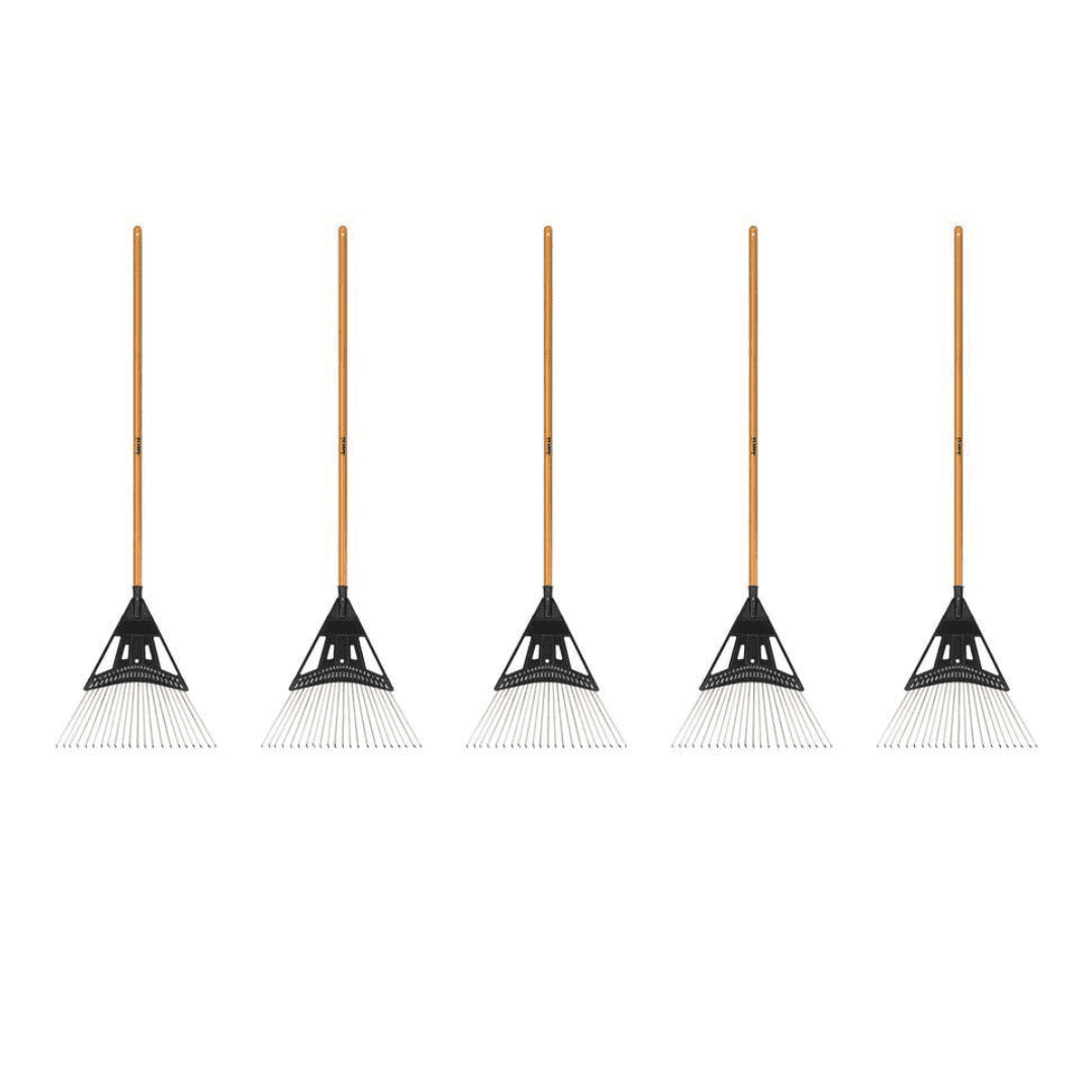 Anvil 5-Piece 47 in. L Wood Handle 20 in. Poly Steel Leaf Rake Garden Tool Set