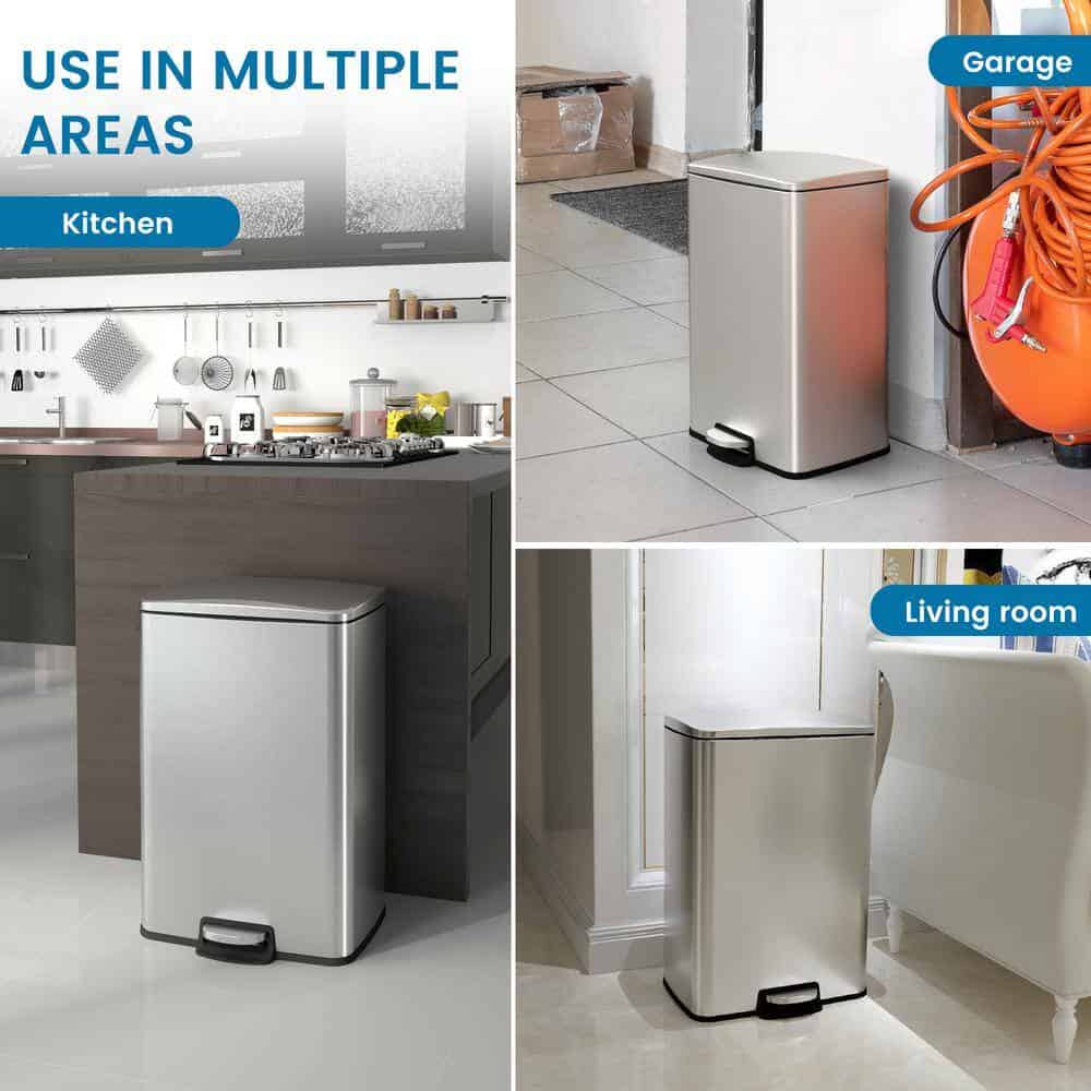Innovaze MGCS-AS2003 13.2 Gal. /50 l Stainless Steel Rectangular Kitchen Step-on Trash Can