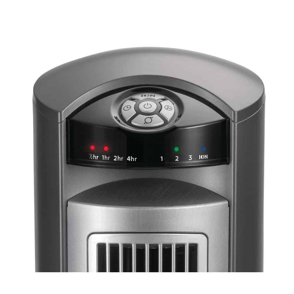 Lasko 2551 Wind Curve 42 in. 3-Speed Oscillating Platinum Tower Fan with Fresh Air Ionizer and Remote Control