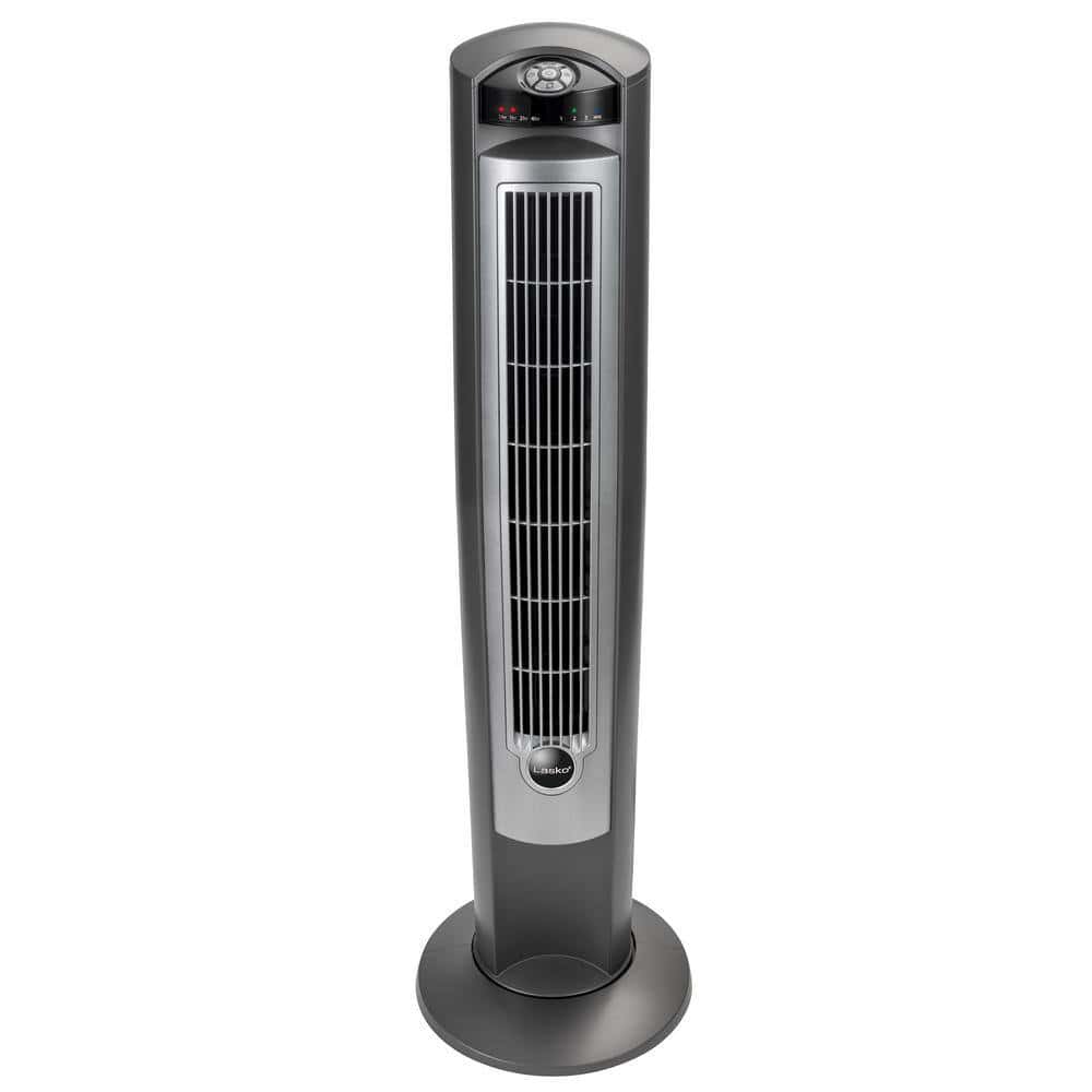 Lasko 2551 Wind Curve 42 in. 3-Speed Oscillating Platinum Tower Fan with Fresh Air Ionizer and Remote Control
