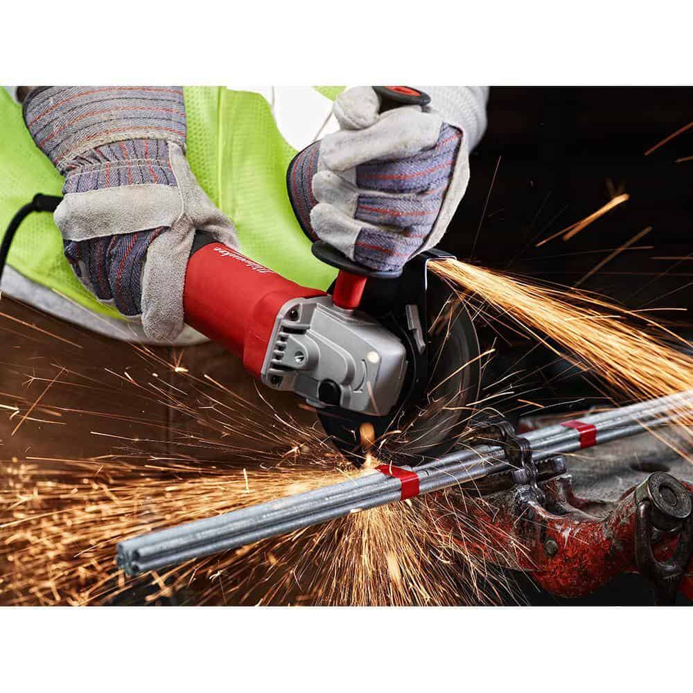 Milwaukee 6130-33 7 Amp Corded 4-1/2 in. Small Angle Grinder with Sliding Lock-On Switch