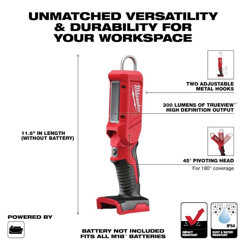 Milwaukee 2352-20 M18 18-Volt Lithium-Ion Cordless 300-Lumen LED Stick Light (Tool-Only)