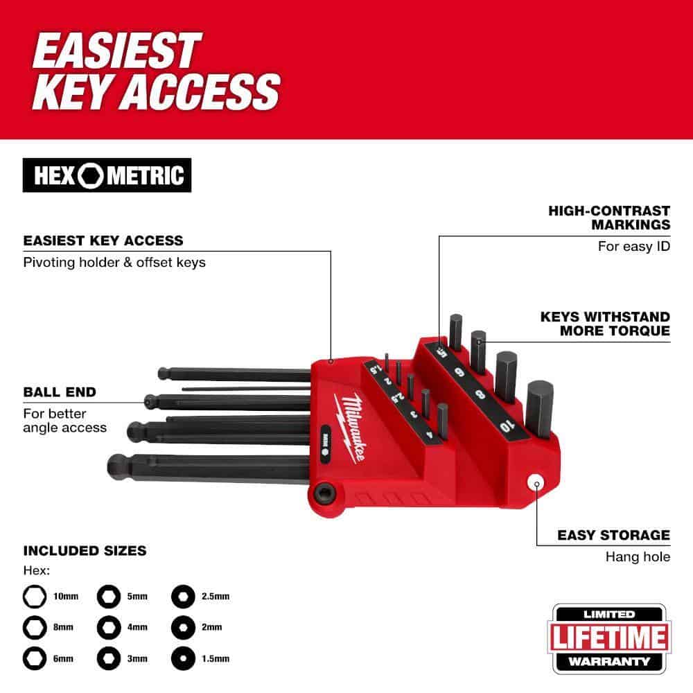 Milwaukee 48-22-2187 Ball End SAE/Metric L- Key Set (22-Piece)