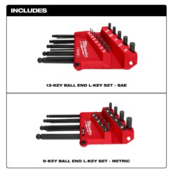 Milwaukee 48-22-2187 Ball End SAE/Metric L- Key Set (22-Piece)