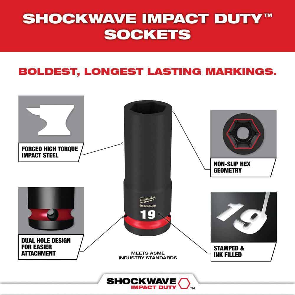 Milwaukee 49-66-7002 SHOCKWAVE 1/4 in. Drive Metric 6 Point Impact Socket Set (14-Piece)