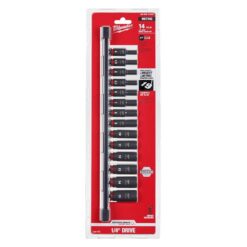 Milwaukee 49-66-7003 SHOCKWAVE 1/4 in. Drive Metric Deep Well 6 Point Impact Socket Set (14-Piece)