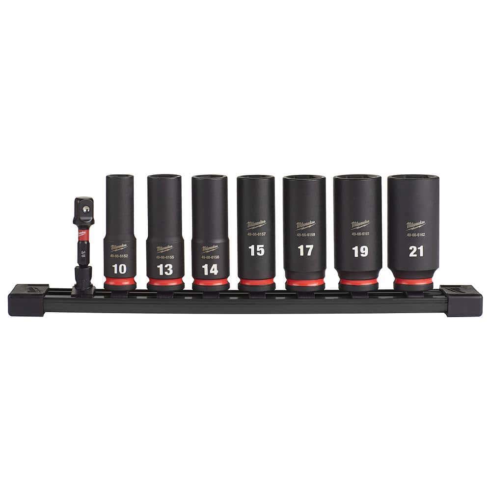 Milwaukee 49-66-7021 SHOCKWAVE Impact Duty 3/8 in. Metric Deep Impact Rated Socket Set (8-Piece)