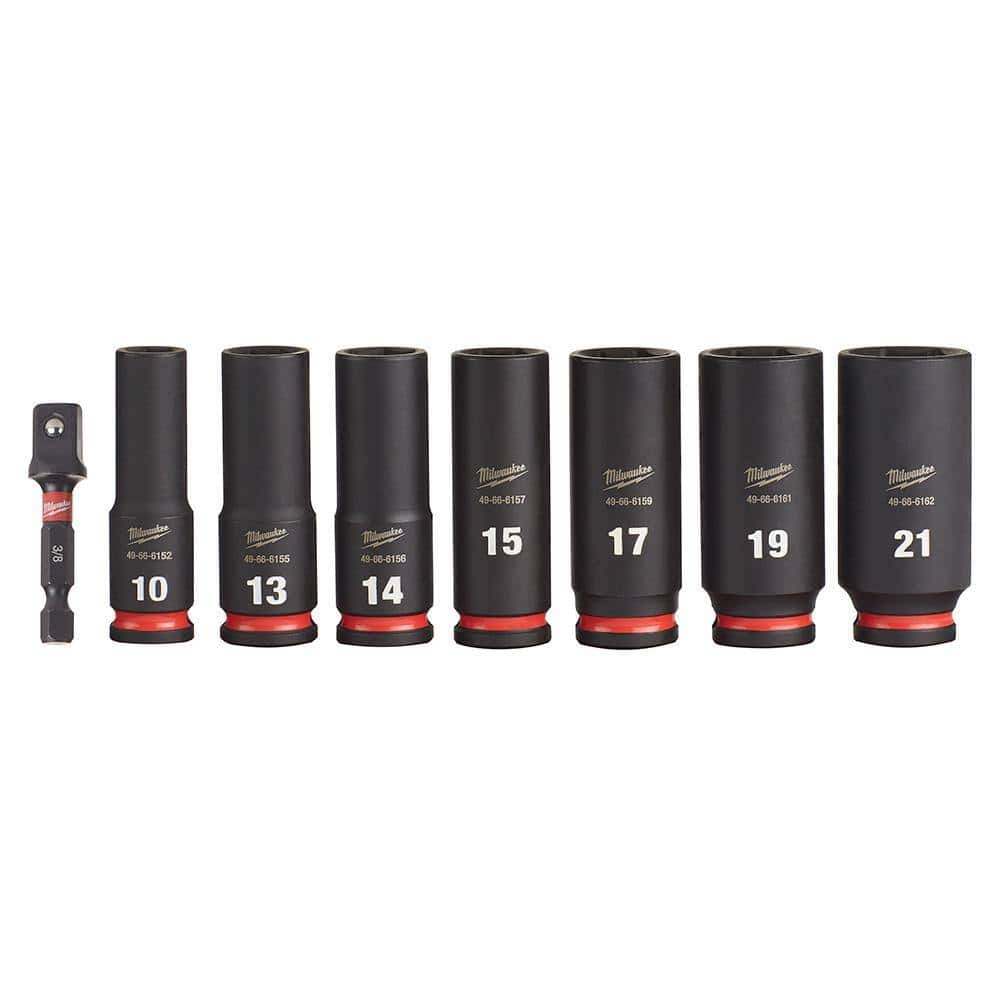 Milwaukee 49-66-7021 SHOCKWAVE Impact Duty 3/8 in. Metric Deep Impact Rated Socket Set (8-Piece)