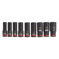 Milwaukee 49-66-7022 SHOCKWAVE Impact Duty 1/2 in. Drive SAE Deep Well Impact Socket Set (9-Piece)