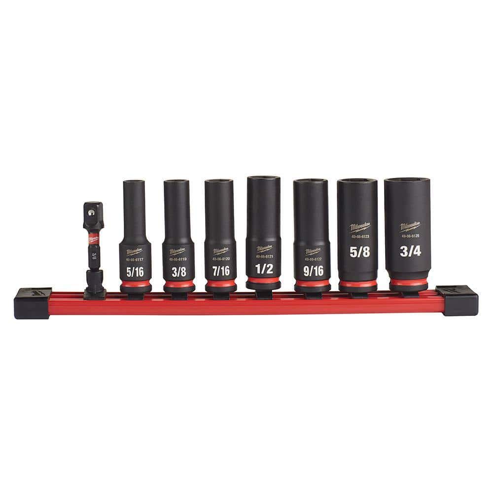 Milwaukee 49-66-7024 SHOCKWAVE Impact Duty 3/8 in. SAE Deep Impact Rated Socket Set (8-Piece)