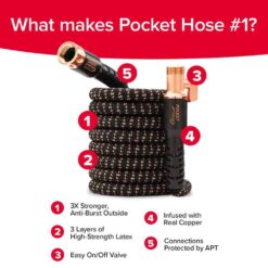 Pocket Hose 17131 Copper Bullet 3/4 in. x 75 ft. Expandable Garden Hose with Spray Nozzle