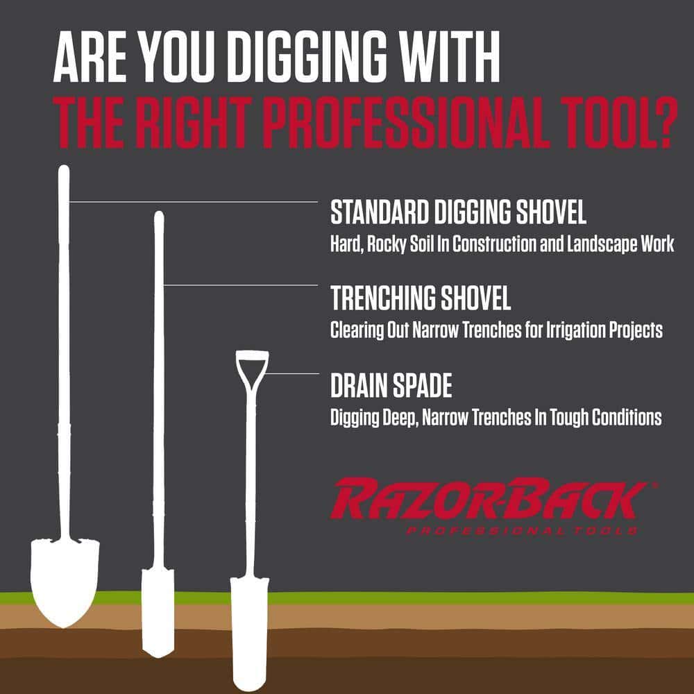 Razor-Back 47604 16 in. D-Handle Drain Spade