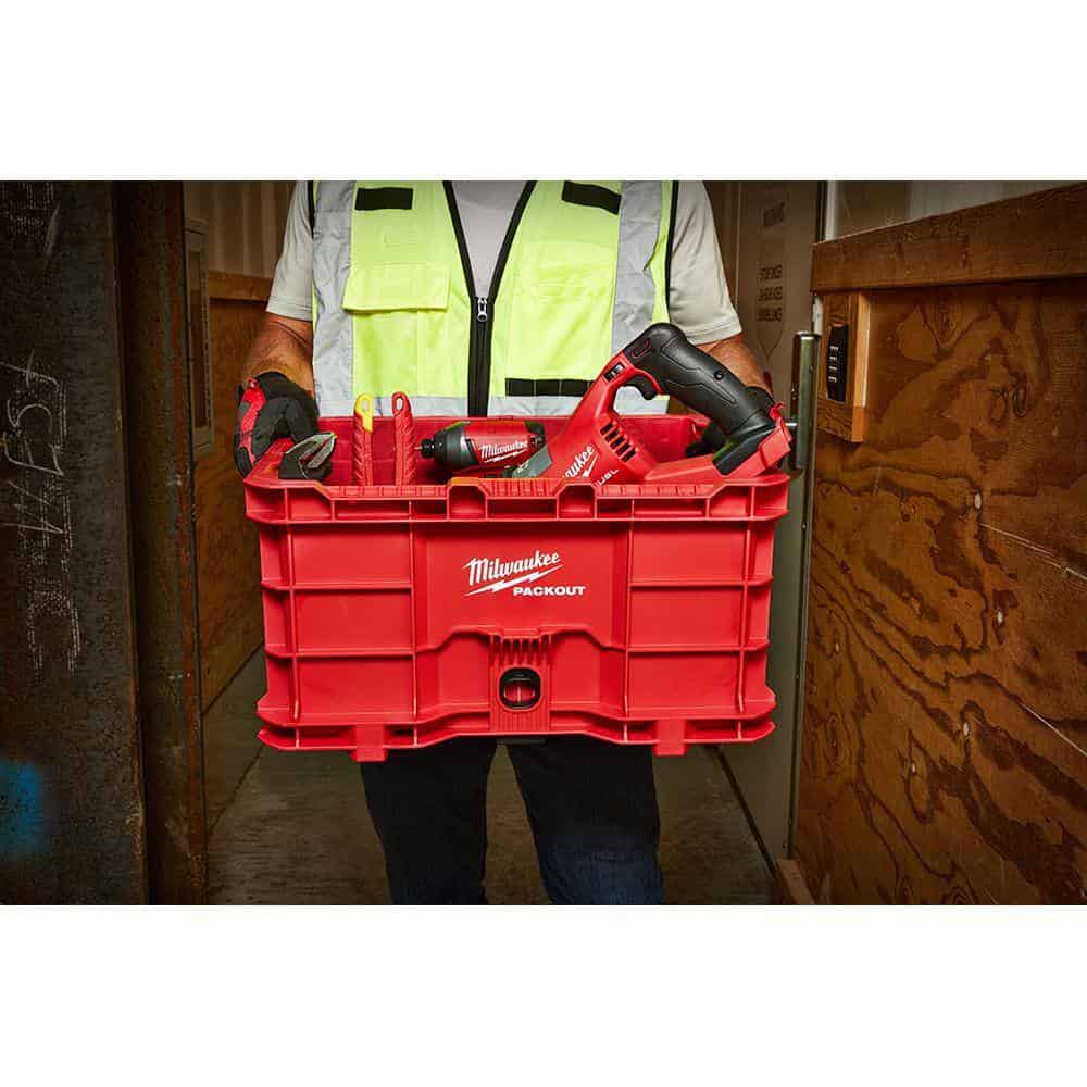 Milwaukee 48-22-8440 PACKOUT 18.6 in. Tool Storage Crate Bin with Carrying Handles and 50 lbs. Weight Capacity